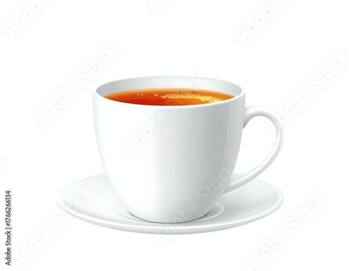 Wallpaper Mural White cup filled with amber-colored liquid on matching saucer against a pure black background Torontodigital.ca