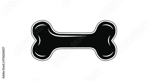 A simple black silhouette of a dog bone with a white outline on a white background silhouette