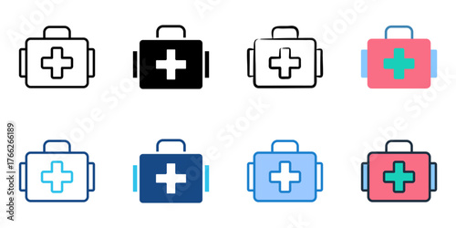 Medical bag icon set multiple style collection 
