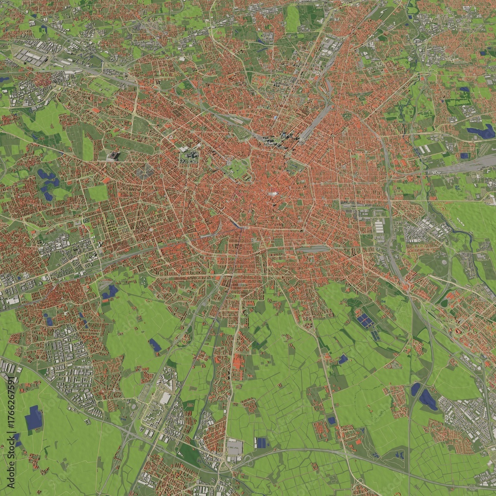 Fototapeta premium 3D illustration of city and urban in Milan Italy