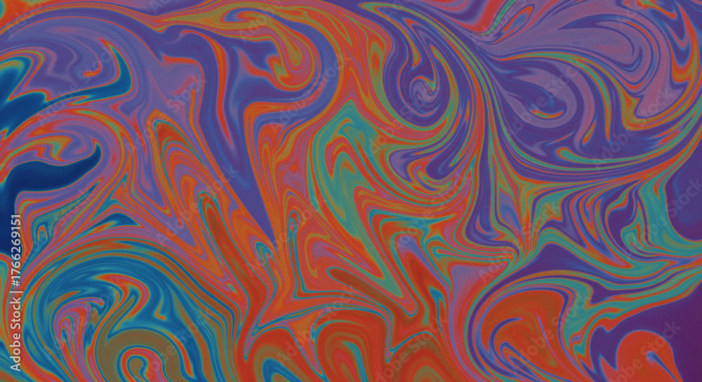 Fototapeta premium Swirling Marbled Abstract Background With Purple Orange And Blue