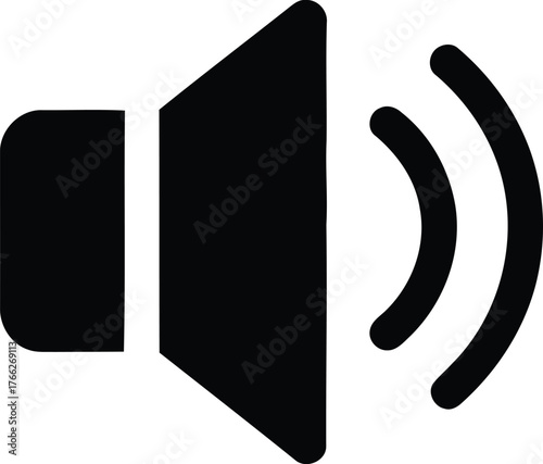 Black speaker icon representing sound volume and audio output