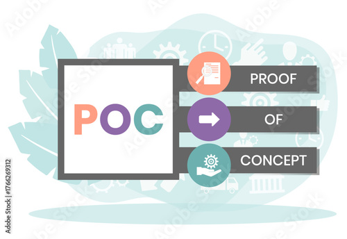 POC - Proof of Concept acronym. business concept background. vector illustration concept with keywords and icons. lettering illustration with icons for web banner, flyer