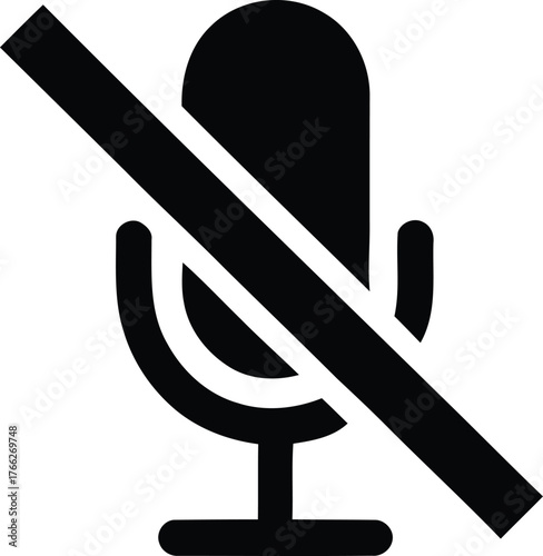 Muted microphone icon with a diagonal line indicating no sound