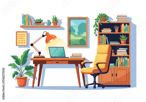 Aesthetic Flat illustration of Office Workplace Graphic