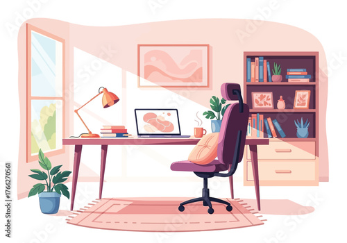 Aesthetic Flat illustration of Office Workplace Graphic