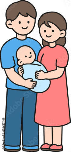 Mother and father holding baby