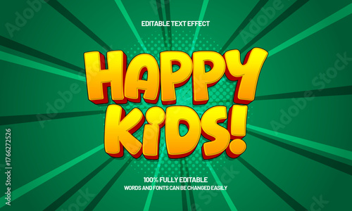 happy kids editable text effect for titles and promotion