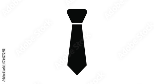 A classic black necktie worn by men for formal occasions and business attire silhouette