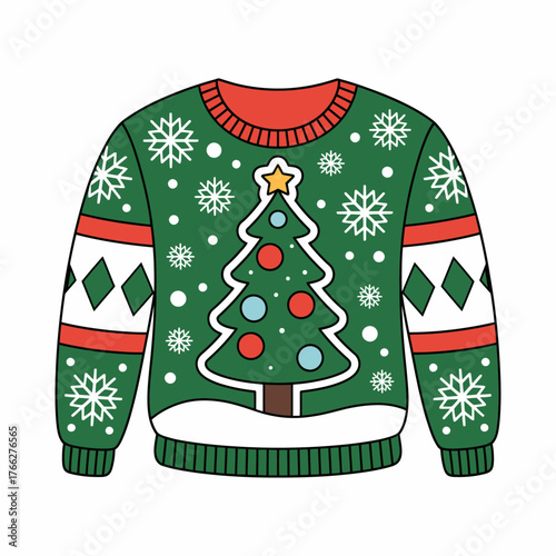 Christmas Tree Sweater Holiday Illustration