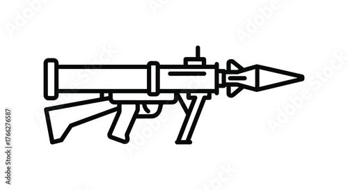 Iconic silhouette of a rocket propelled grenade launcher weapon with a distinctive silhouette style