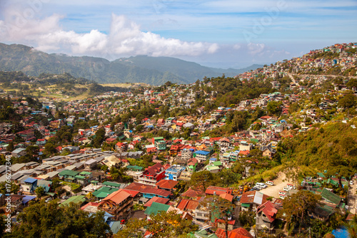 Valley of Colors - colorful Stobosa hillside. Massive artwork made up of a tightly packed cluster of hillside homes painted in bold colors. La Trinidad, Benguet, Baguio, Philiphines