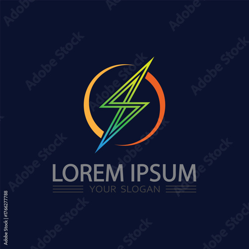 Flash lightning bolt logo vector design symbolizing strength speed and electricity