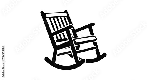 Classic wooden rocking chair silhouette isolated on a white background for a comforting and nostalgic feel silhouette