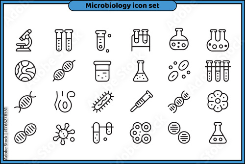 Microbiology Virus Infection Research Icon Set