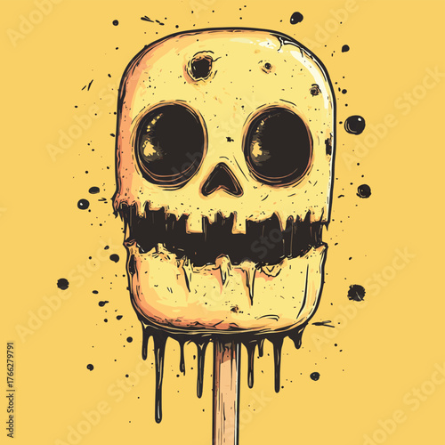 Creepy Voodoo Popsicle Character Halloween Treats Illustration   , vector style simple color