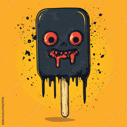Creepy Voodoo Popsicle Character Halloween Treats Illustration   , vector style simple color