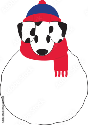 Festive Dalmatian Dog Christmas snowman