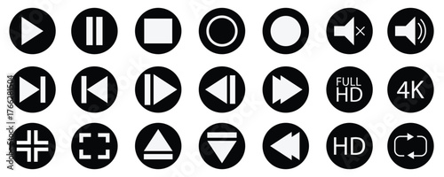 Video, audio, and camera, mic icon set. vector illustration