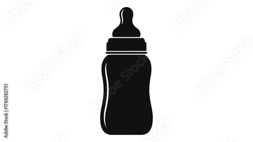 Black baby bottle on, a symbol of infant feeding