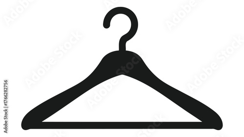 Black clothes hanger icon on for fashion and wardrobe designs