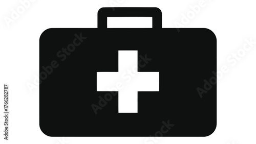 First aid kit on for medical emergency and healthcare