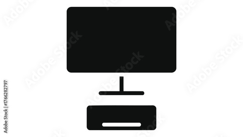 Black computer and server icon on for web or app design