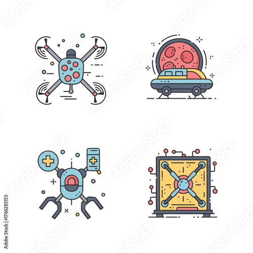 Advanced technology and futuristic innovation icon set.