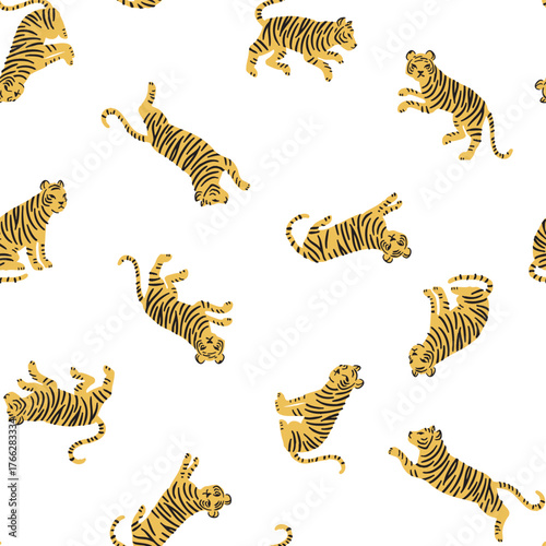 Animated Tiger Pattern on White