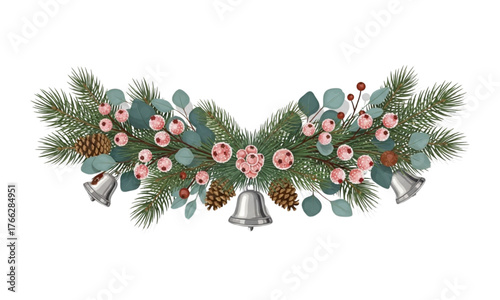 christmas wreath on white background