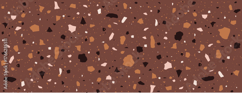 Speckle Terrazo. Classic Italian floor with pieces of marble, quartz and granite. Chaotic scattered confetti backdrop. Retro Vector illustration.