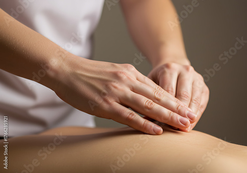 Wallpaper Mural A therapist's hands performing a professional back massage on a client. Manual therapy for pain relief and wellness in a spa or clinic. Bodywork and healthcare concept Torontodigital.ca