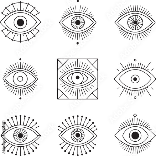 Spiritual Vision Line Art Eye Symbols