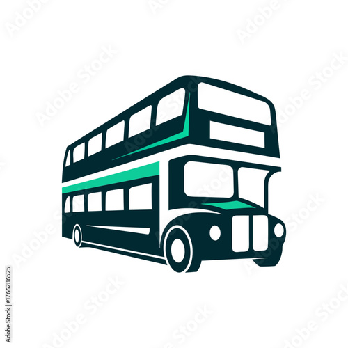 Modern Double Decker Bus Vector Illustration A crimson red double decker bus halts on a scarlet plane