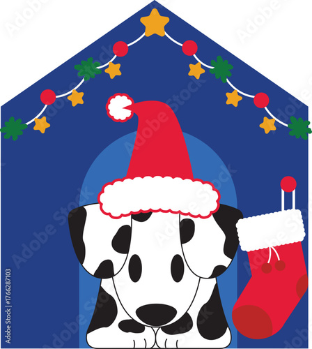 Festive Dalmatian Dog Christmas house