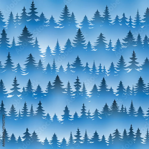 Seamless pattern, coniferous forest, vector design