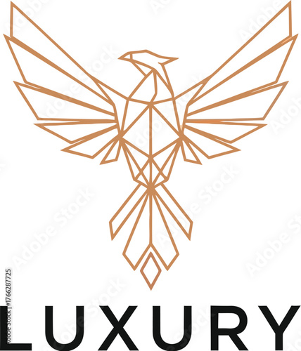 Elegant geometric phoenix logo design for luxury brands