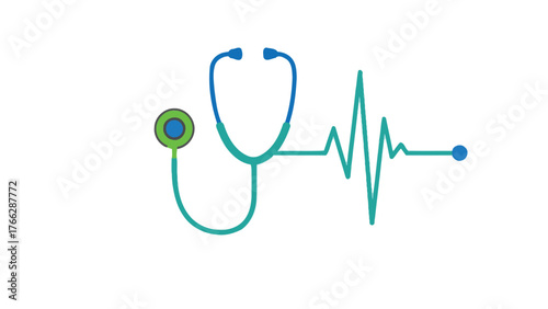 Flat vector of a stethoscope whose tube forms a heartbeat line.