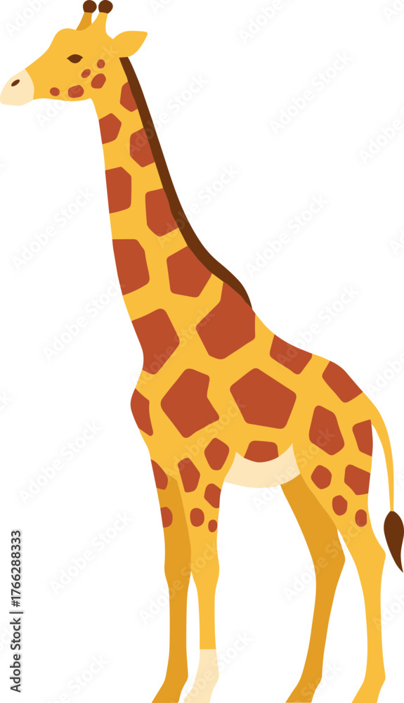 Fototapeta premium Simple Flat Style Giraffe Illustration with Distinct Spot Pattern for Children Book