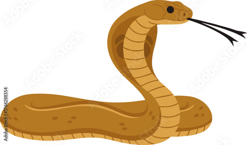 Simple Flat Design Cobra Snake with Tongue Outward Illustration