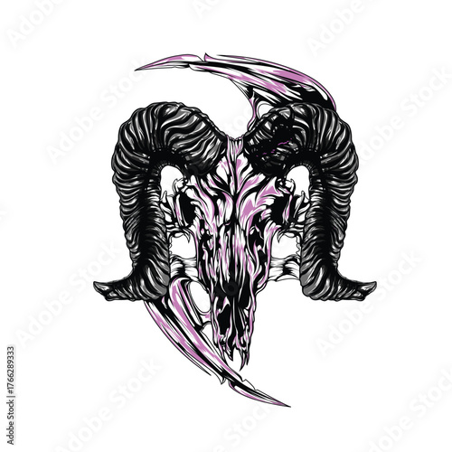 illustration skull and satan