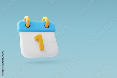 3d Vector January 1st day of the year and month reminder, Happy New Year concept.