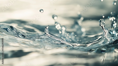 tranquil water in neutral hues with shallow depth of field bubble trails and splash accents delicate interplay of light ideal for abstract nature theme