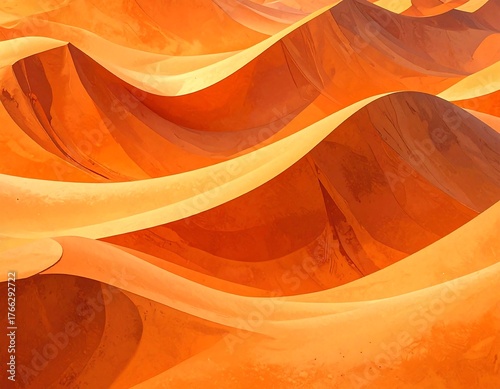 Fototapeta Naklejka Na Ścianę i Meble -  Abstract rendering of fluid desert dunes with warm orange and tan hues