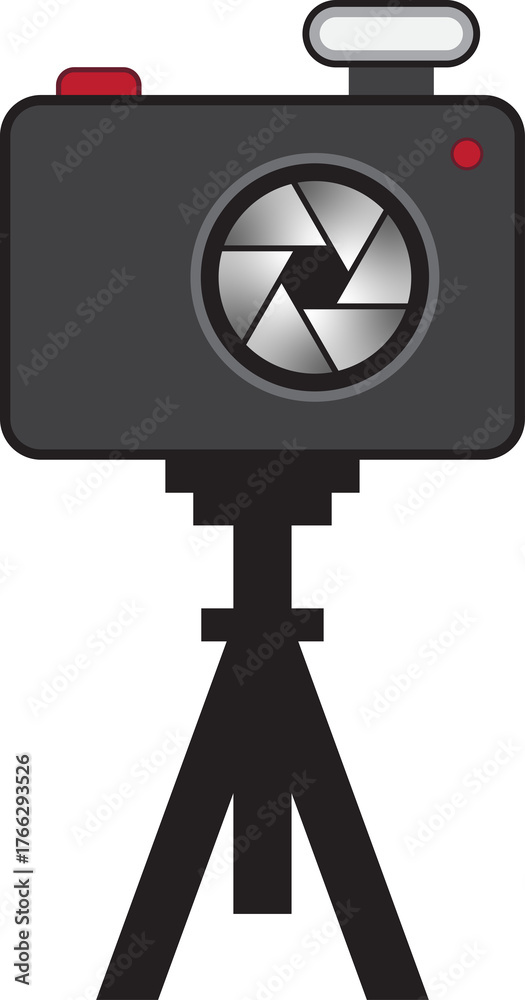 Obraz premium Camera with Tripod Illustration