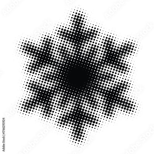 Isolated snowflake, halftone dots, fading dot effect, winter background design, vector illustration