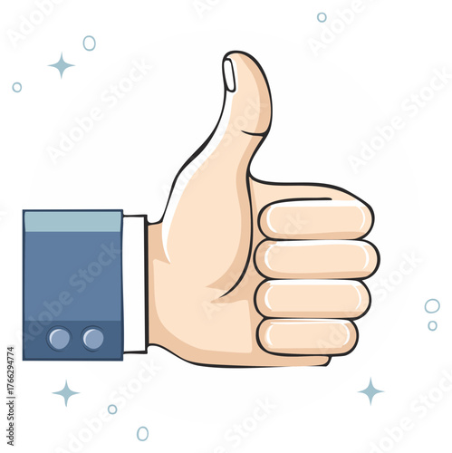 Cartoon hand with thumb up gesture symbolizing approval or agreement