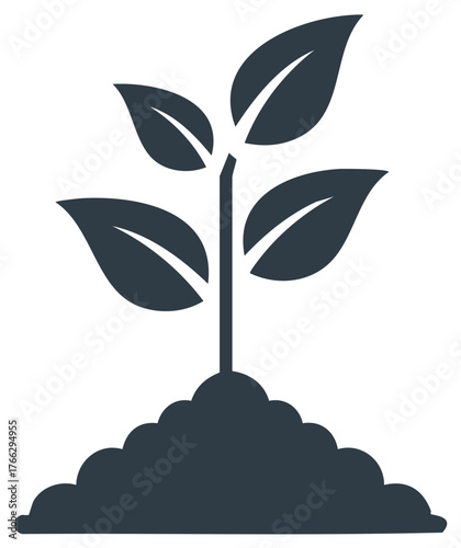 Sprout growing from soil icon symbolizing new life and growth