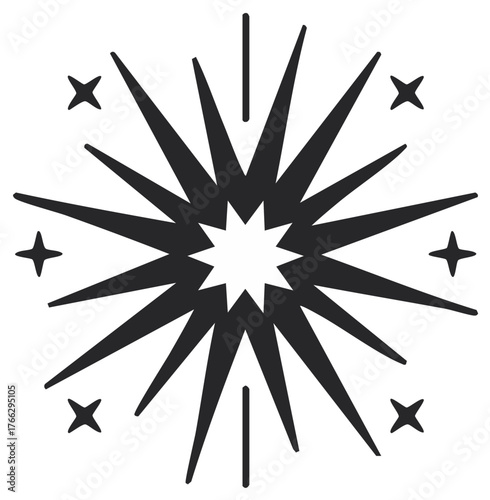 Abstract Starburst Bursting with Light Rays and Small Stars Graphic