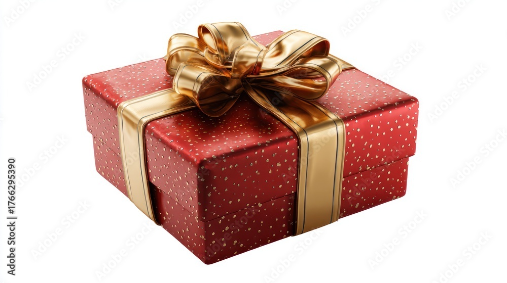 Obraz premium A Christmas present wrapped gift 3D illustration with a bow isolated on white and transparent background.